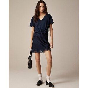 J Crew Womens Vintage Jersey Classic V-neck T-shirt Sz Medium Navy Blue Tee